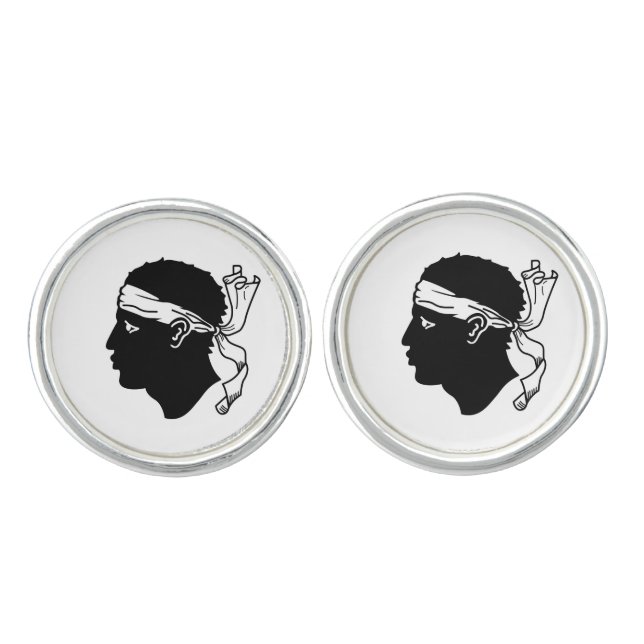 Pair of cufflinks with Flag of Corsica (Front)