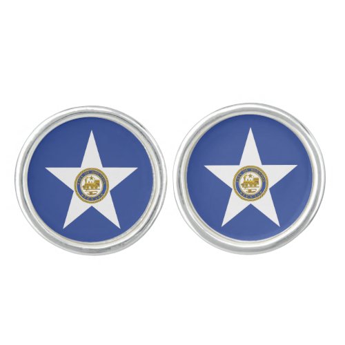 Pair of cufflinks with Flag of Houston