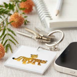 Pair of Cute Cartoon Cheetahs Acrylic Keychain