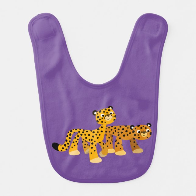 Pair of Cute Cartoon Cheetahs Baby Bib (Front)