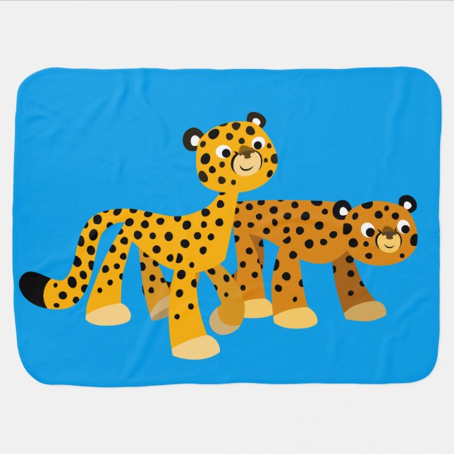 Pair of Cute Cartoon Cheetahs Baby Blanket (Horizontal)