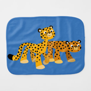 Pair of Cute Cartoon Cheetahs Burp Cloth