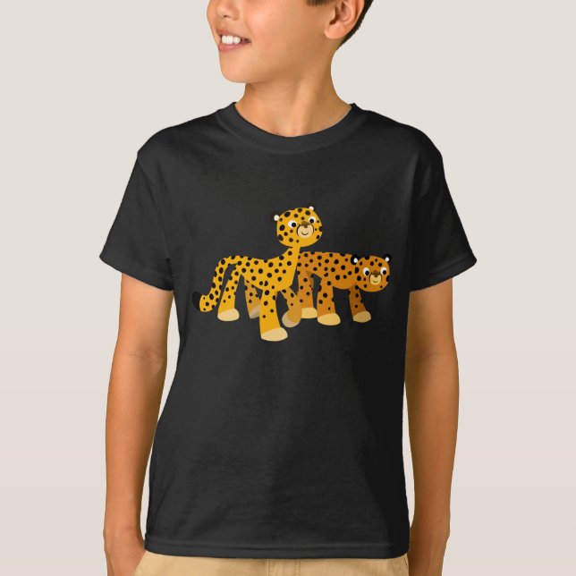 Pair of Cute Cartoon Cheetahs Children T-Shirts (Front)