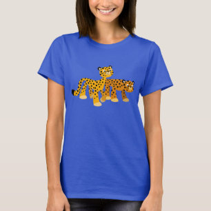 Pair of Cute Cartoon Cheetahs Women T-Shirts