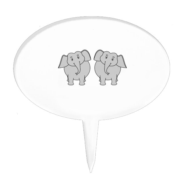 Pair of Cute Elephants. Cake Topper (Front)