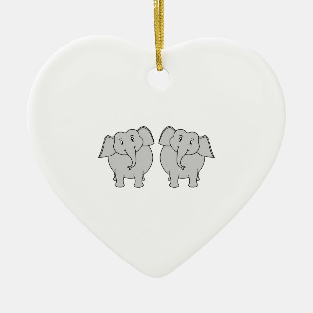 Pair of Cute Elephants. Couple. Ceramic Ornament (Front)