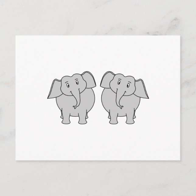 Pair of Cute Elephants. Couple. Postcard (Front)