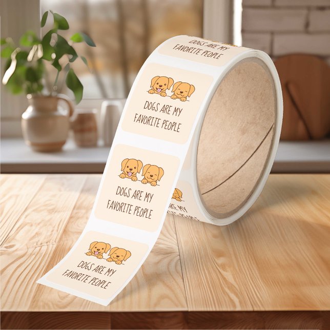 Pair of Cute Lab Retriever Dogs Quote Square Sticker (Creator Uploaded)