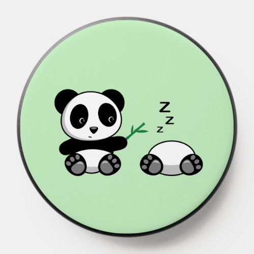 Pair of Cute Little Pandas on Green PopSocket