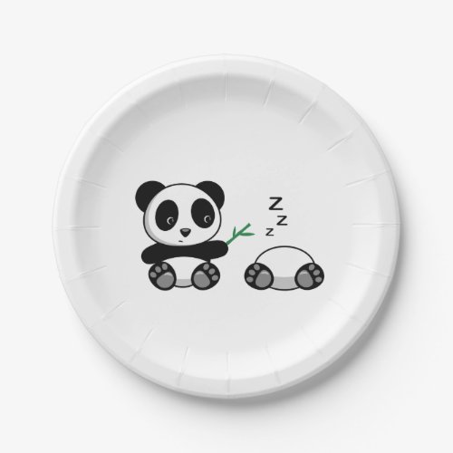 Pair of Cute Little Pandas Paper Plates