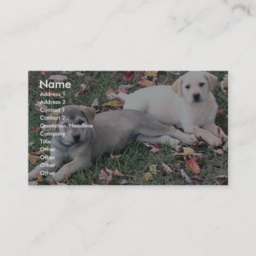 Customizable Pair Of Cute Puppies Laying On The Green Grass. Business Card
