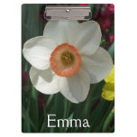 Pair of Daffodils Pink and Yellow Spring Flowers Clipboard