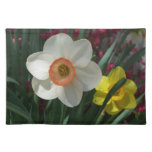 Pair of Daffodils Pink and Yellow Spring Flowers Cloth Placemat