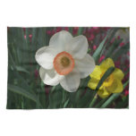 Pair of Daffodils Pink and Yellow Spring Flowers Kitchen Towel