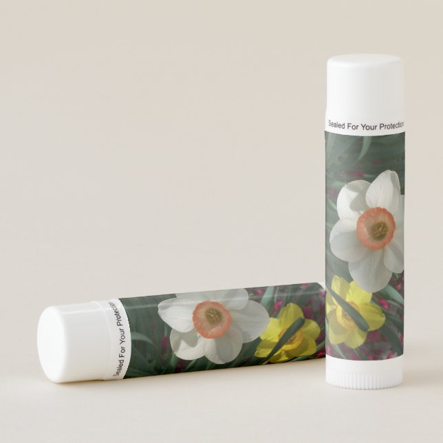 Pair of Daffodils Pink and Yellow Spring Flowers Lip Balm (Front)