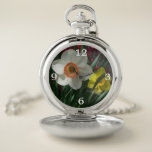 Pair of Daffodils Pink and Yellow Spring Flowers Pocket Watch