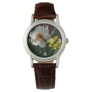Pair of Daffodils Pink and Yellow Spring Flowers Watch