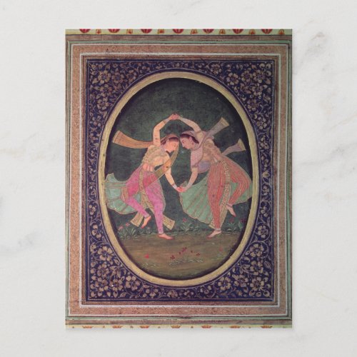 Pair of dancing girls performing a Kathak Postcard