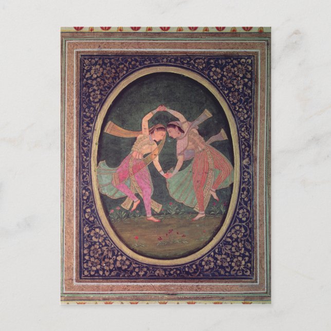 Pair of dancing girls performing a Kathak Postcard (Front)