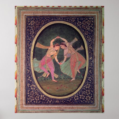 Pair of dancing girls performing a Kathak Poster