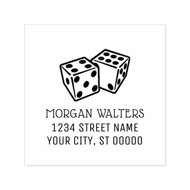 Pair of Dice Gambling Casino Games Name Address Self-inking Stamp (Design)