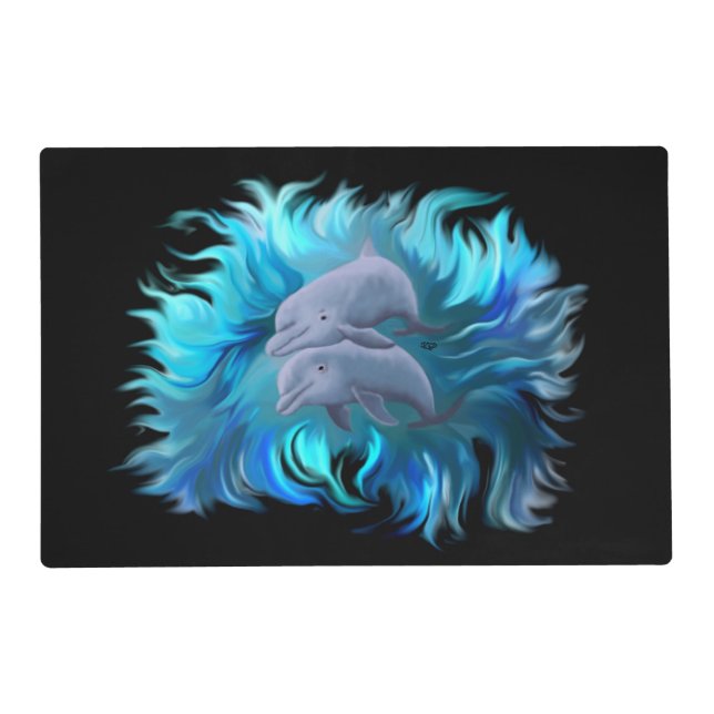 Pair of dolphins Pet Mat (Front)