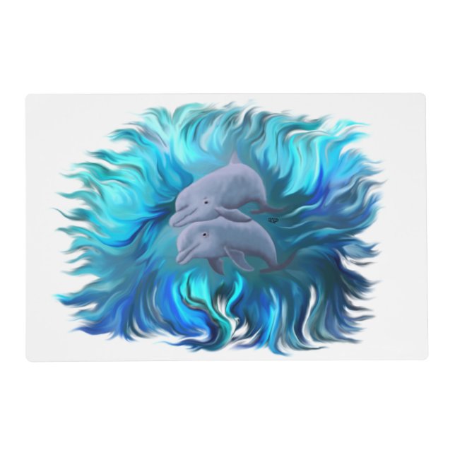 Pair of dolphins Pet Mat (Front)