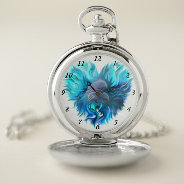 Pair of Dolphins Pocket Watch (Inside)