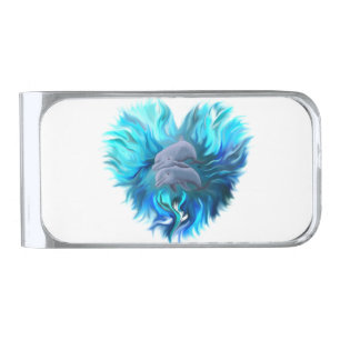 Pair of Dolphins Silver Finish Money Clip