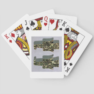 Pair of Eagle-Shaped Brooches (metal and enamel) Poker Cards