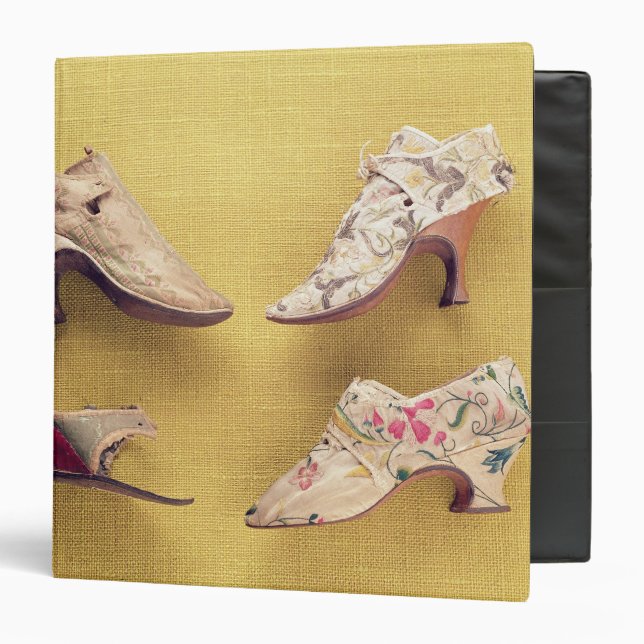 Pair of embroidered shoes, c.1714 binder (Front/Inside)