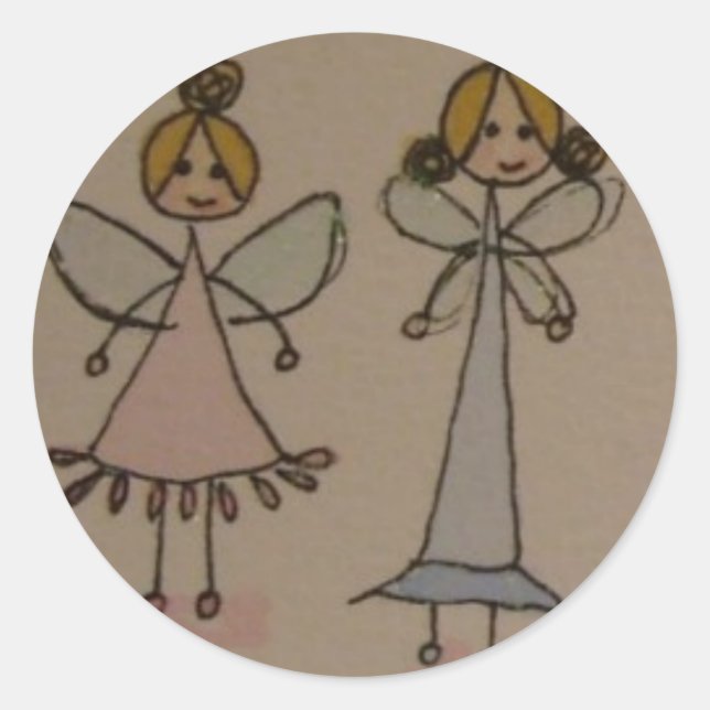 Pair of fairies classic round sticker (Front)