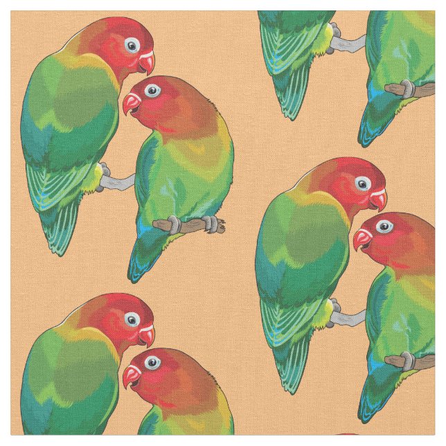 pair of fischer"s lovebirds parrots fabric (Close Up)