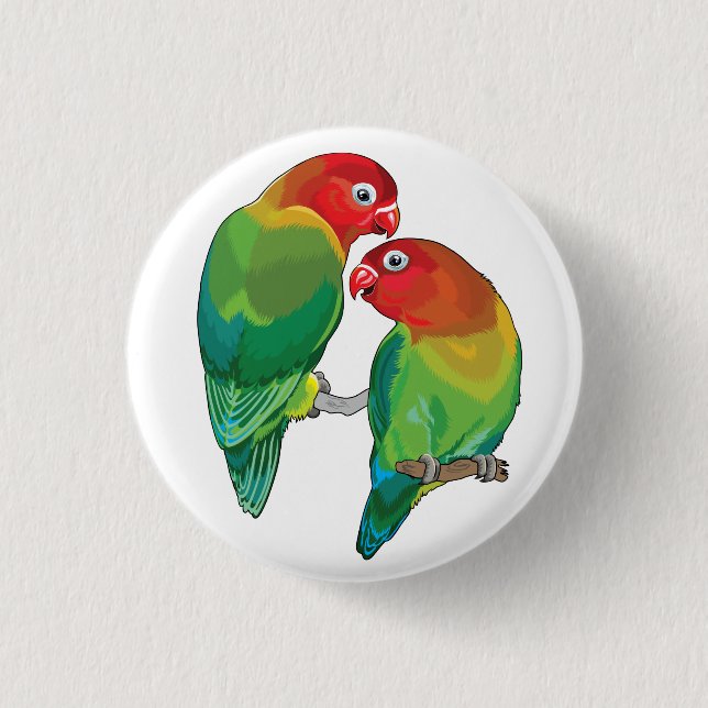 pair of fischer"s lovebirds pinback button (Front)