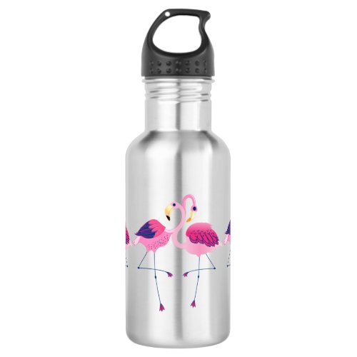 Pair Of Flamingos In Love Illustration Stainless Steel Water Bottle