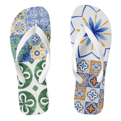 Pair of Flip Flops Portuguese Tiles