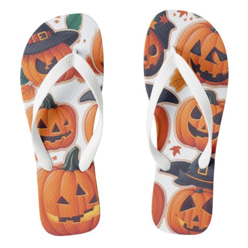 Pair of Flip Flops spooky pumpkin