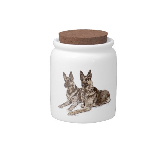 Pair of German Shepherd Dogs Candy Jar (Front)