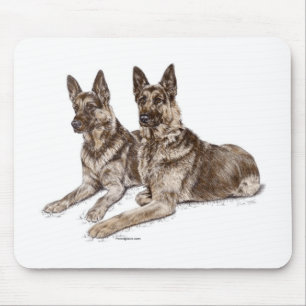 Pair of German Shepherd Dogs Mouse Pad