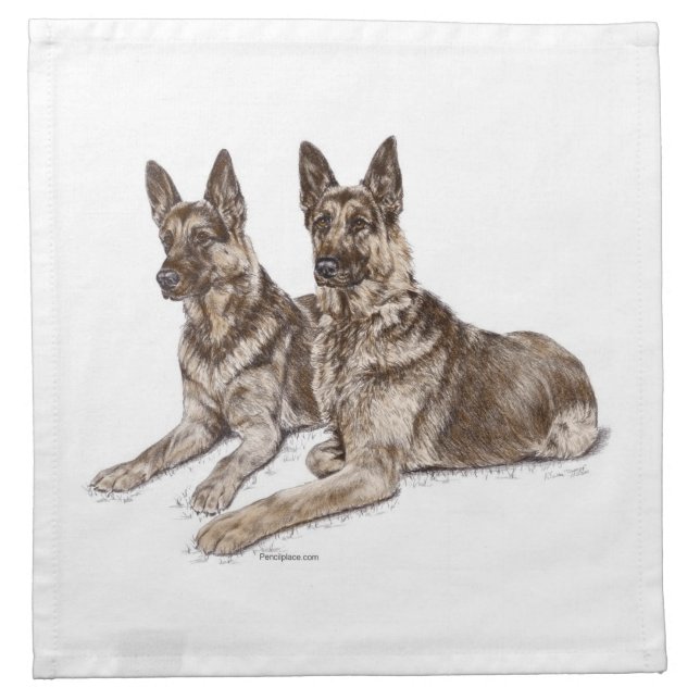 Pair of German Shepherd Dogs Napkin (Front)