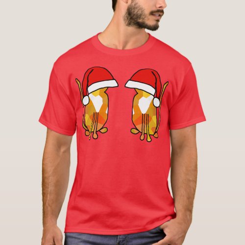 Pair of Ginger Cats in Christmas Santa Hats T_Shirt