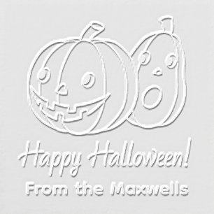 Pair of Halloween Pumpkins Family Name Embosser