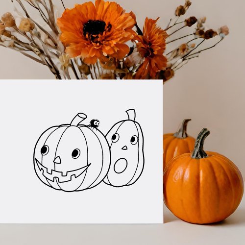 Pair of Halloween Pumpkins Rubber Stamp