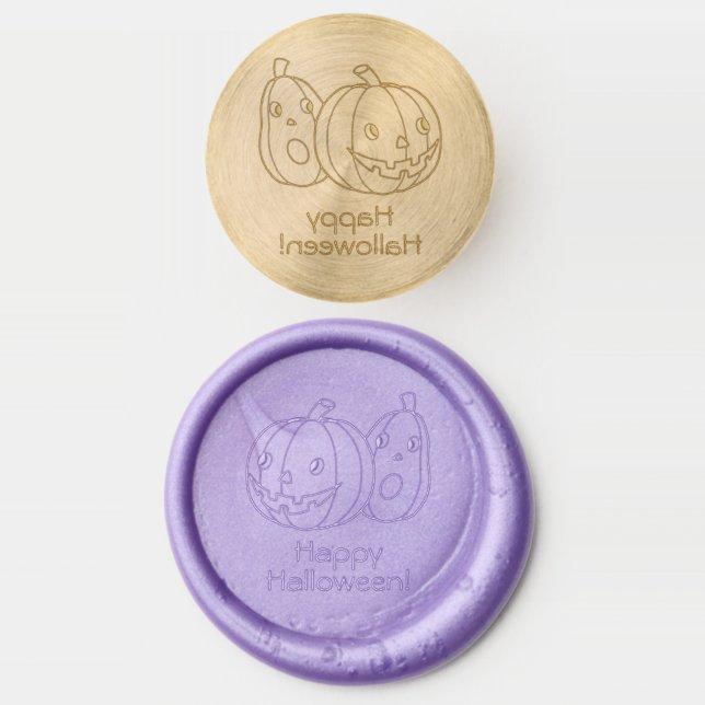 Pair of Halloween Pumpkins Wax Seal Stamp (Stamped)