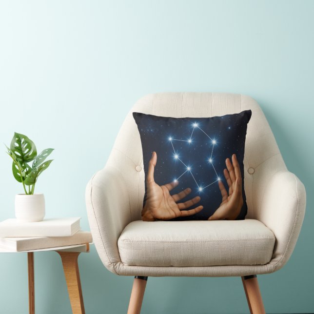 Pair of Hands Creating a Constellation Throw Pillow (Chair)