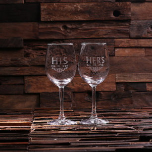 Pair of High Quality His & Hers Large Wine Glasses