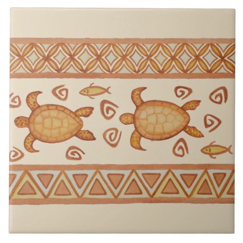 Pair of Honu Hawaiian Sea Turtle Ceramic Tile