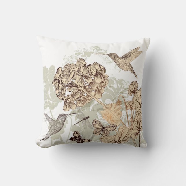Pair of Hummingbirds Throw Pillow (Front)