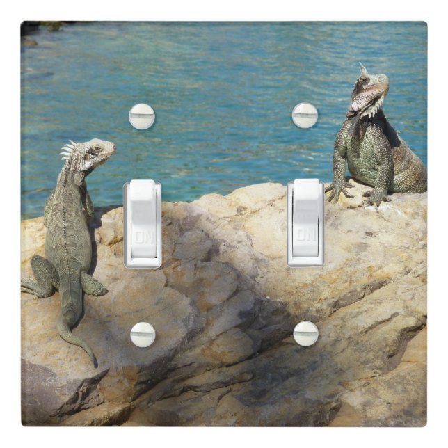 Pair of Iguanas Tropical Wildlife Photography Light Switch Cover (In Situ)