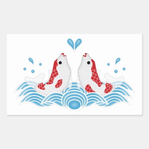 Pair of Joyful Lipstick Koi Fish Lovers Rectangular Sticker